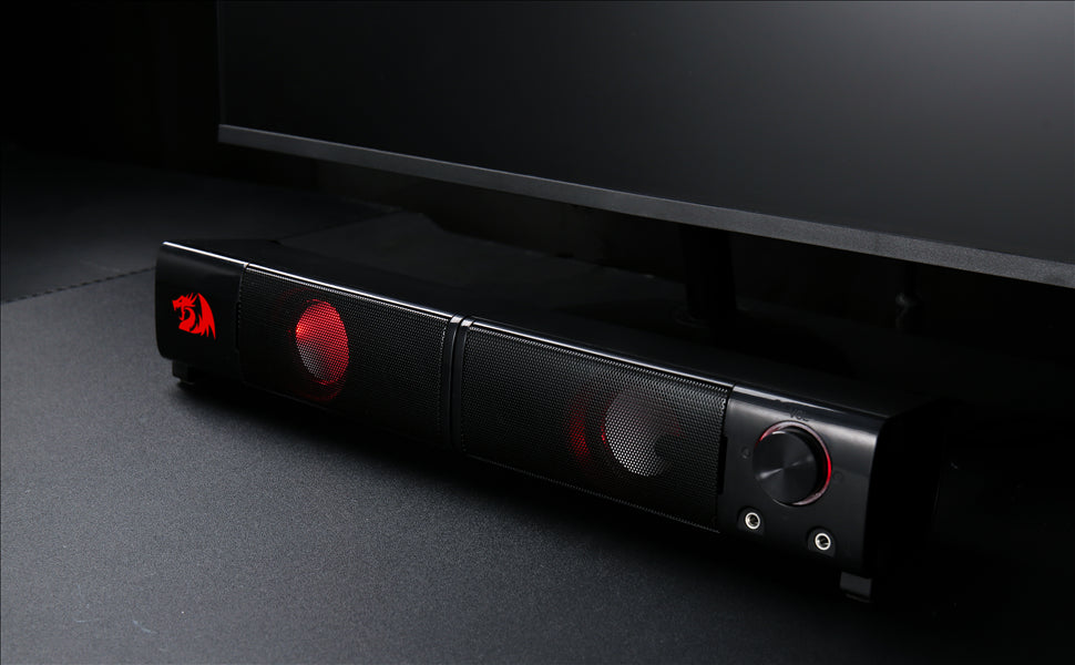 Redragon GS550 PC Gaming Speakers 2.0 Channel Desktop Computer Sound Bar  Quality Bass & Decent Red Backlit