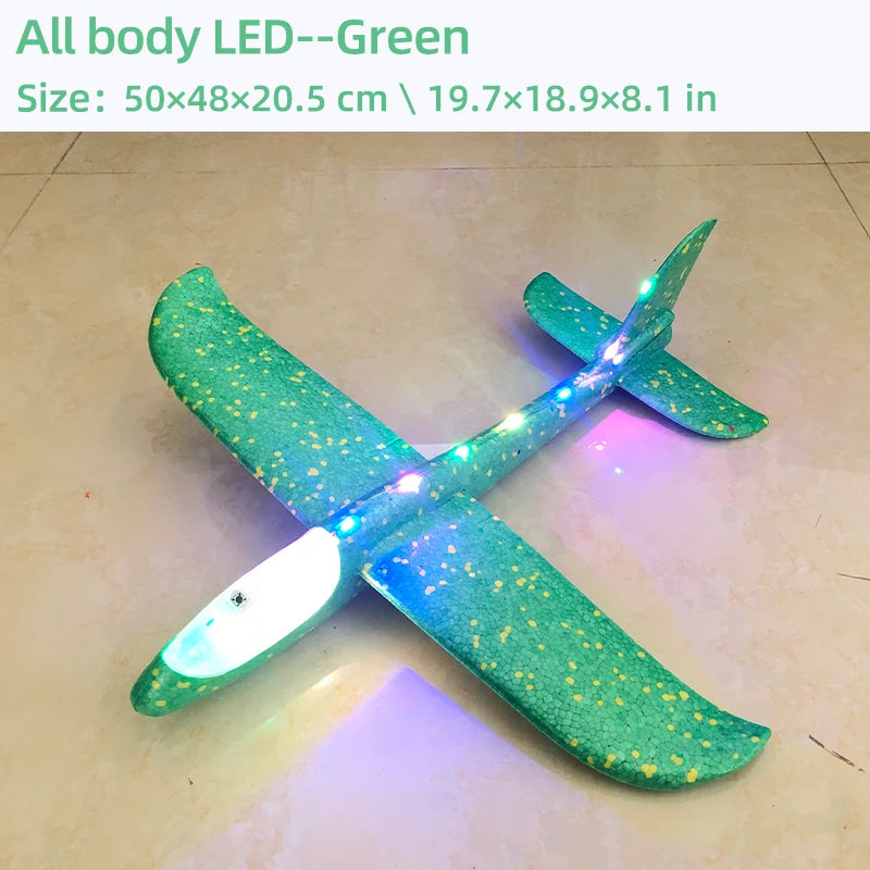 33/50CM Big Flash Glider Foam Plane Hand Throw Light Inertial AirPlane Outdoor Launch Fun of Kids Toys for Children Boys Gift