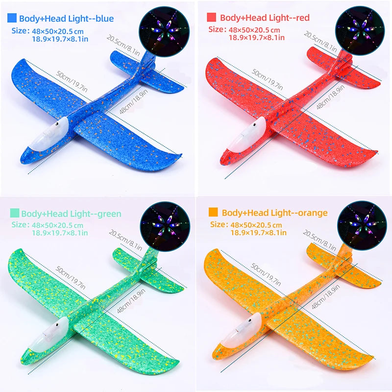 33/50CM Big Flash Glider Foam Plane Hand Throw Light Inertial AirPlane Outdoor Launch Fun of Kids Toys for Children Boys Gift