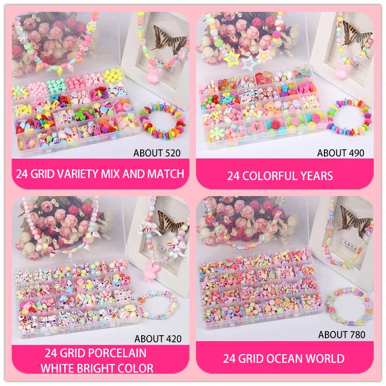 DIY Beaded Jewelry Set – 24 Grid Spacer Beads Kit for Girls