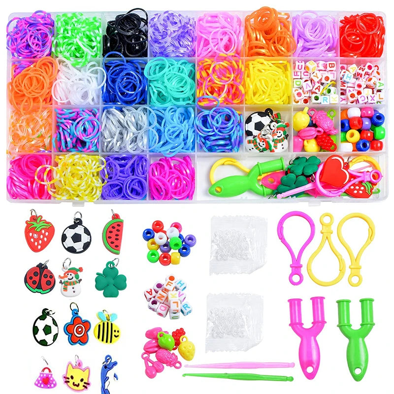 Colorful Loom Bands Bracelet Kit – 600–1500PCS DIY Craft Set