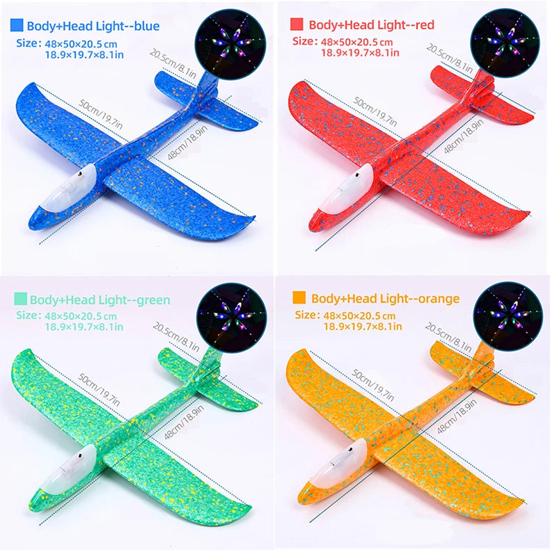 33/50CM Big Flash Glider Foam Plane Hand Throw Light Inertial AirPlane Outdoor Launch Fun of Kids Toys for Children Boys Gift