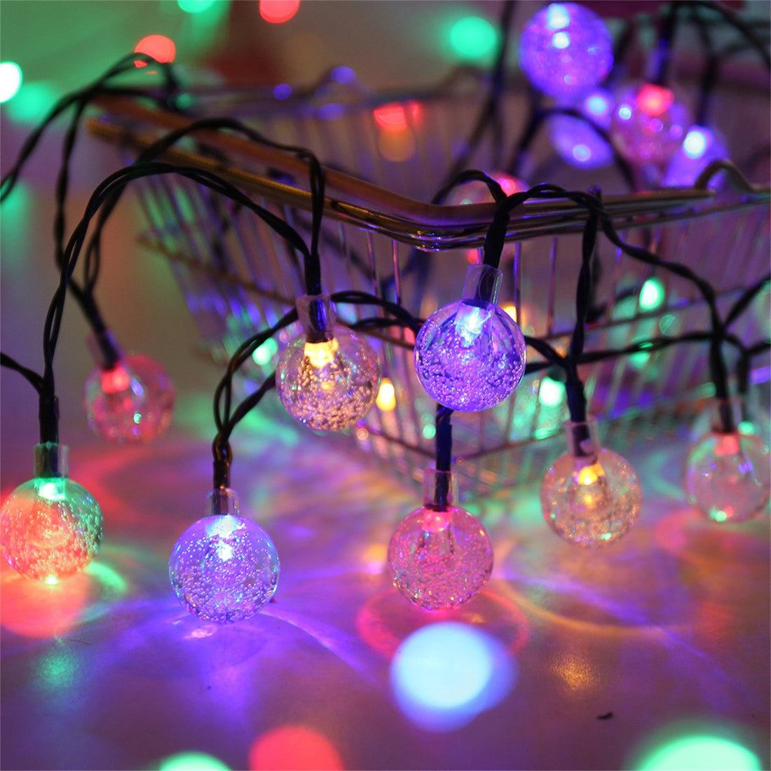 Solar Bubble Ball String Lights – Waterproof Outdoor Christmas Lamp
