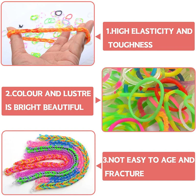 Colorful Loom Bands Bracelet Kit – 600–1500PCS DIY Craft Set