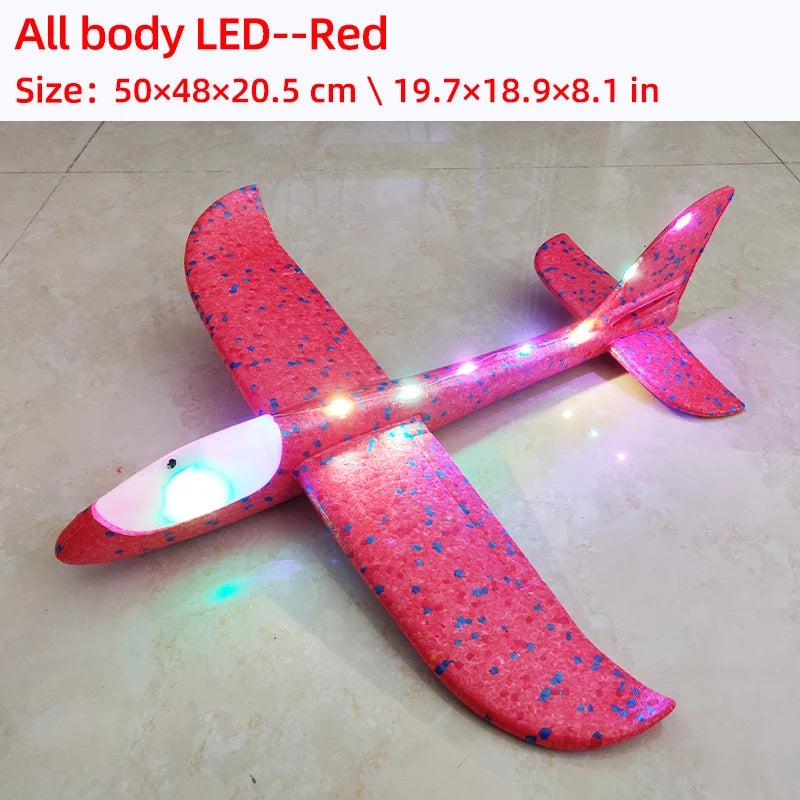 33/50CM Big Flash Glider Foam Plane Hand Throw Light Inertial AirPlane Outdoor Launch Fun of Kids Toys for Children Boys Gift