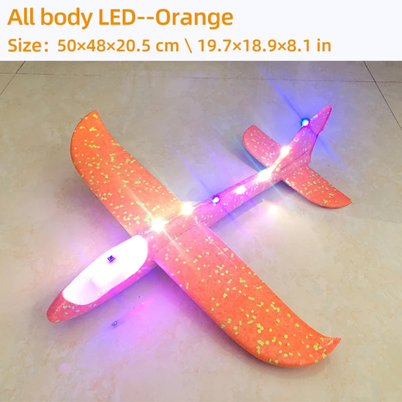 33/50CM Big Flash Glider Foam Plane Hand Throw Light Inertial AirPlane Outdoor Launch Fun of Kids Toys for Children Boys Gift