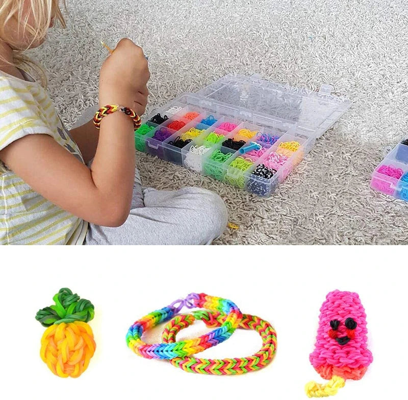 Colorful Loom Bands Bracelet Kit – 600–1500PCS DIY Craft Set