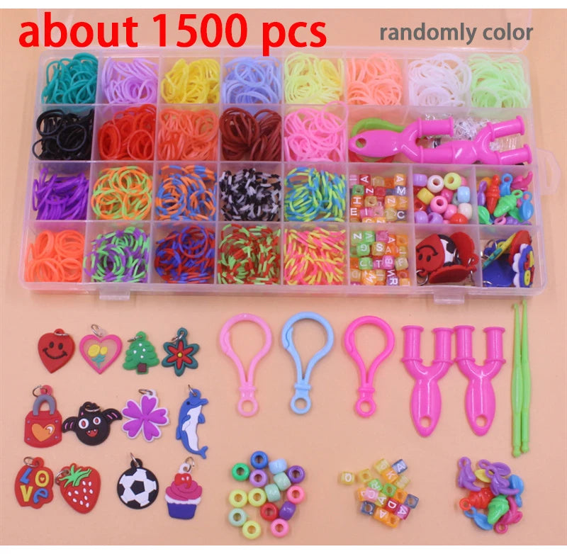 Colorful Loom Bands Bracelet Kit – 600–1500PCS DIY Craft Set