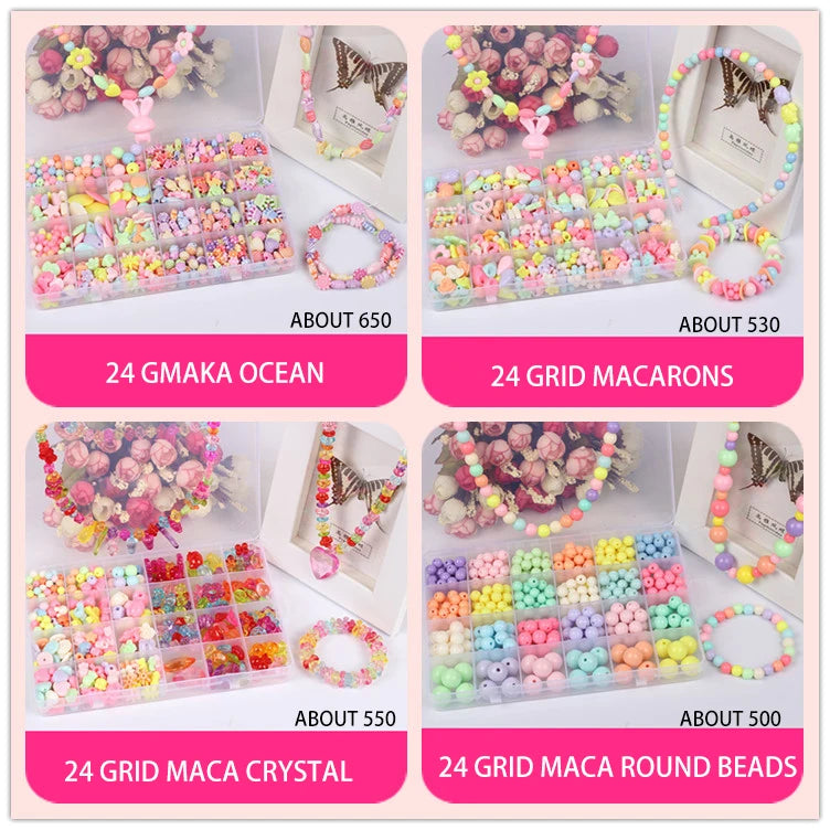 DIY Beaded Jewelry Set – 24 Grid Spacer Beads Kit for Girls