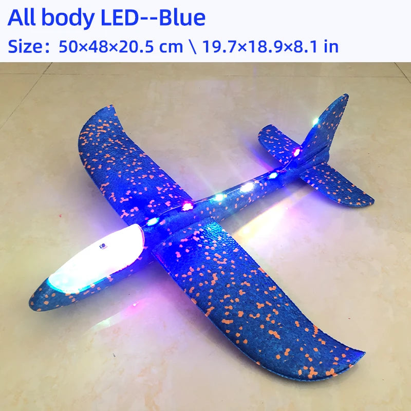 33/50CM Big Flash Glider Foam Plane Hand Throw Light Inertial AirPlane Outdoor Launch Fun of Kids Toys for Children Boys Gift
