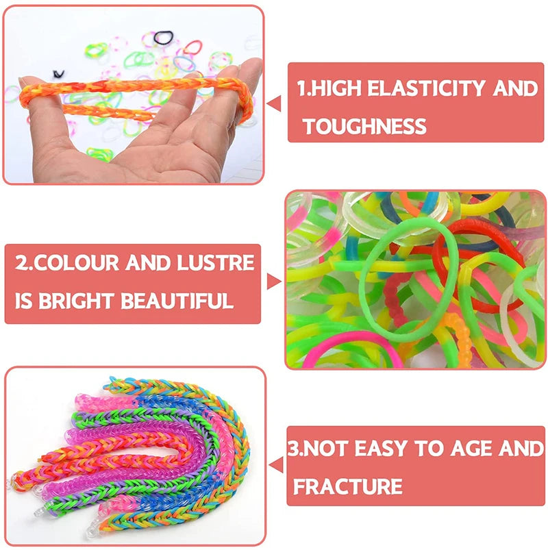 Colorful Loom Bands Bracelet Kit – 600–1500PCS DIY Craft Set