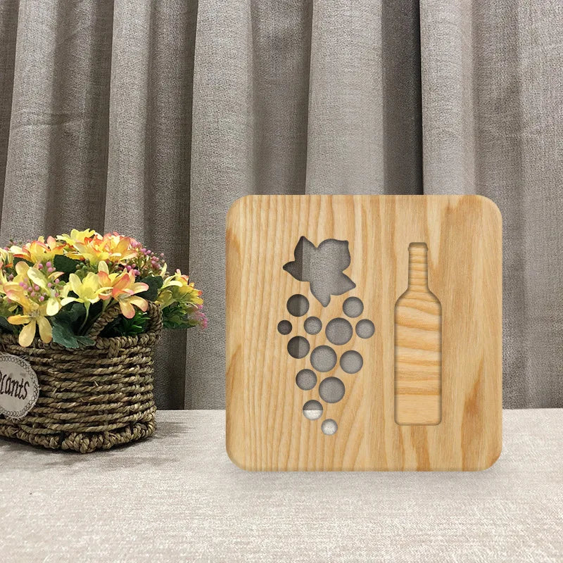 Acecorner LED Wooden Lamp – Lotus, Coconut Tree 3D Night Light