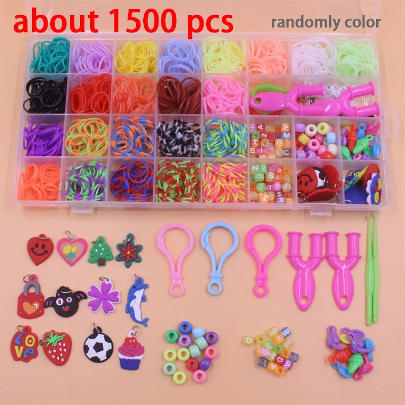 Colorful Loom Bands Bracelet Kit – 600–1500PCS DIY Craft Set