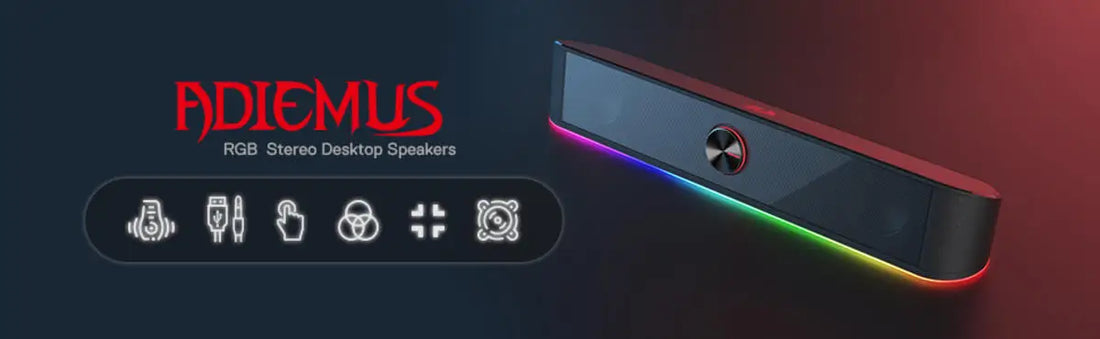 Redragon GS560 Adiemus RGB USB Desktop Soundbar, 2.0 Channel Computer Speaker with Dynamic Lighting Bar Audio-Light Sync/Display