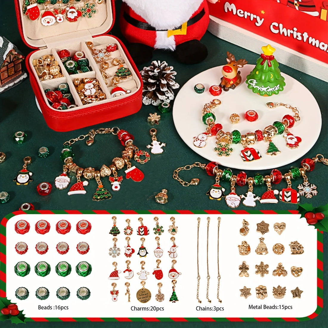 Christmas Charm Bracelet Making Kit – DIY Jewelry Gift Set