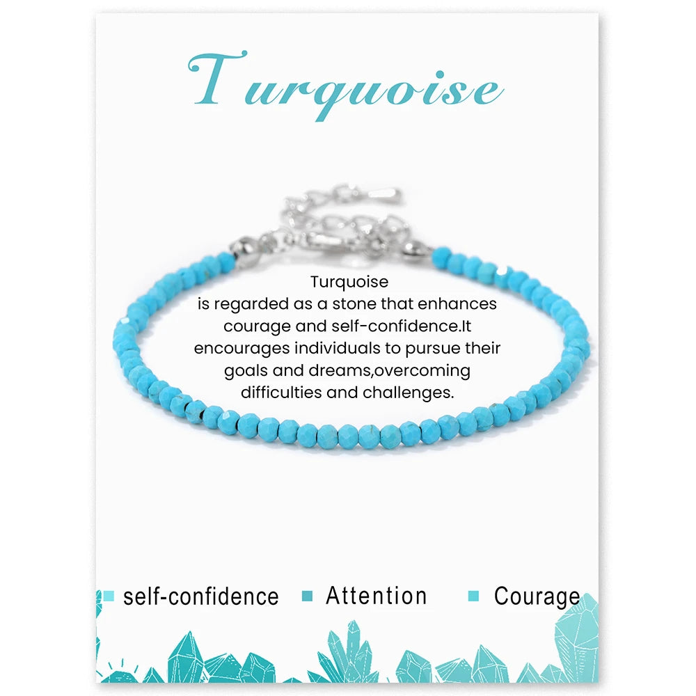 3mm Natural Faceted Stone Bracelet – Amethyst & Quartz Reiki Jewelry