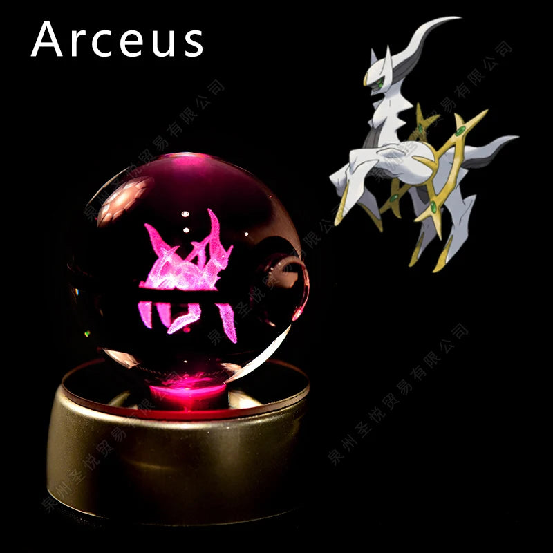 3D Pokémon Crystal Ball Lamp – Pikachu, Gengar & Mewtwo Night Light