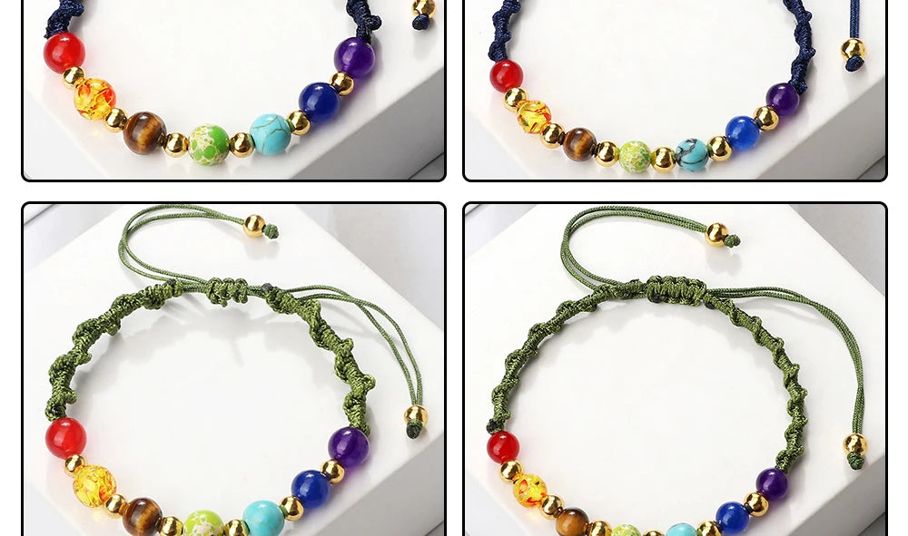 Reiki 7 Chakra Bracelet – Natural Stone Yoga Healing Jewelry