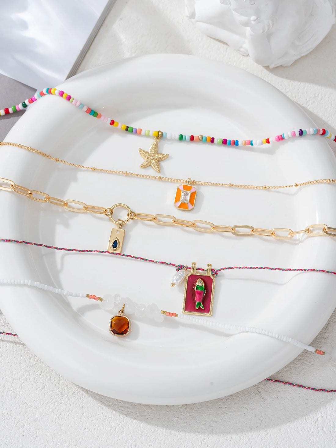 Bohemian Sea Star Pendant Necklace Set – 5PCS Women’s Layered Jewelry