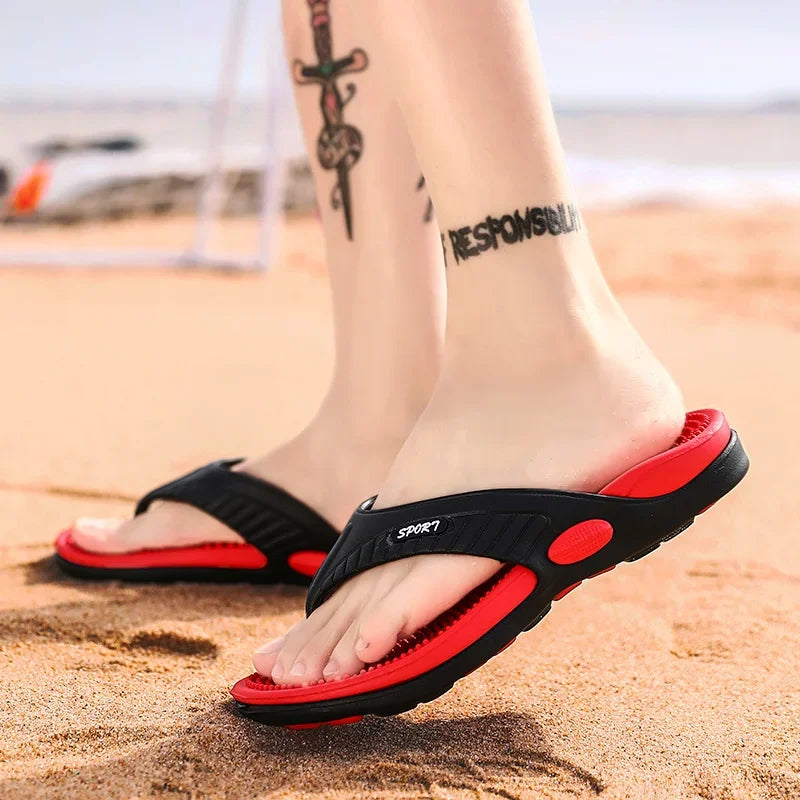 Massage Flip Flops for Men Summer Breathable Beach Shoes Sandals 46 Men Luxury Flip Flops Breathable Plus Big Size Men Slippers