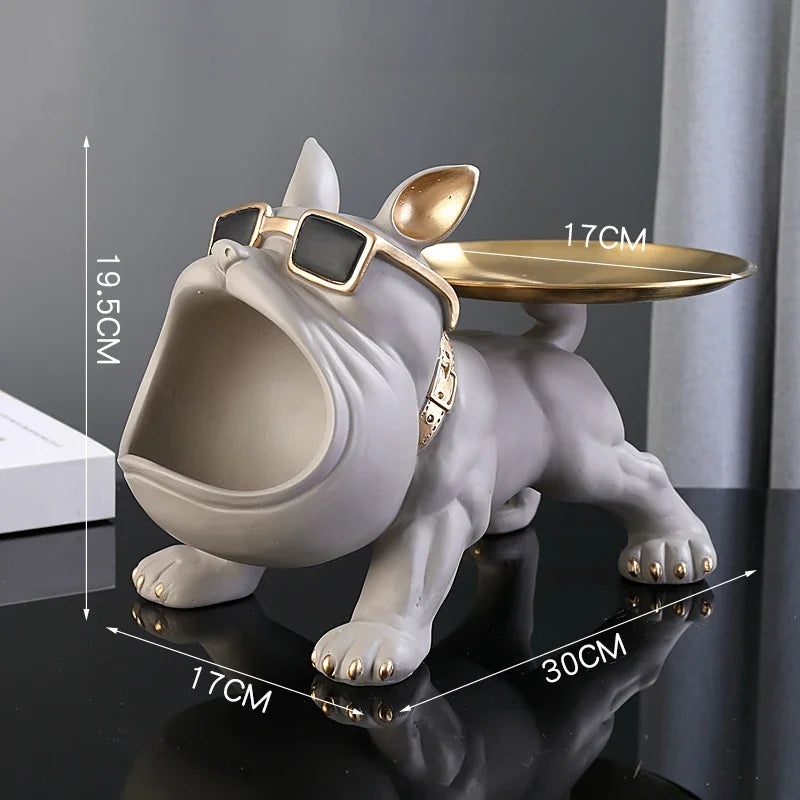 30cm Bulldog Figurine – Resin Dog Sculpture & Storage Box