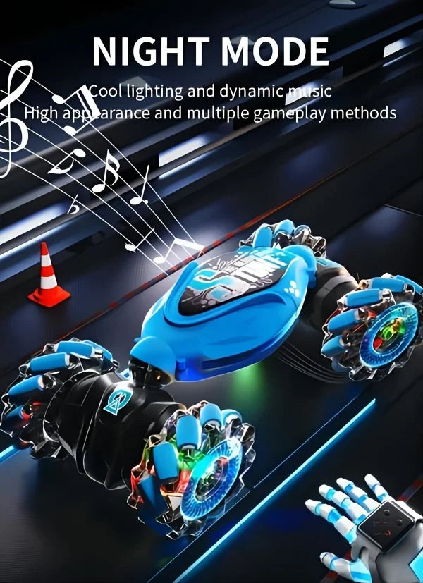 4WD RC Drift Car With Music Led Lights 2.4G Gesture Radio Remote Control Spray Stunt Car 360° Rotating Climbing Car Toys Gift
