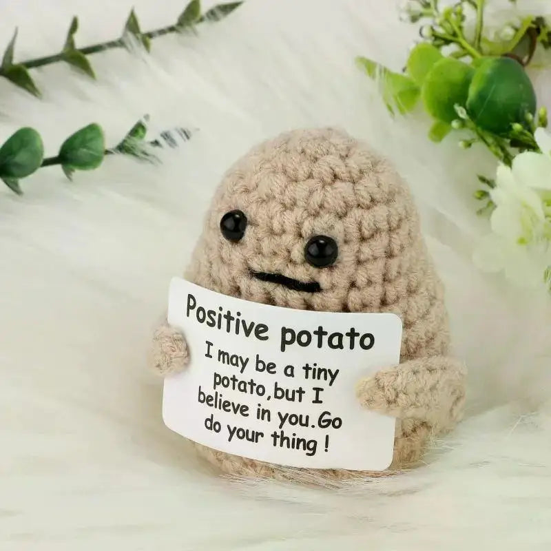 Positive Energy Potato Hug Plush – Mini Handmade Wool Doll