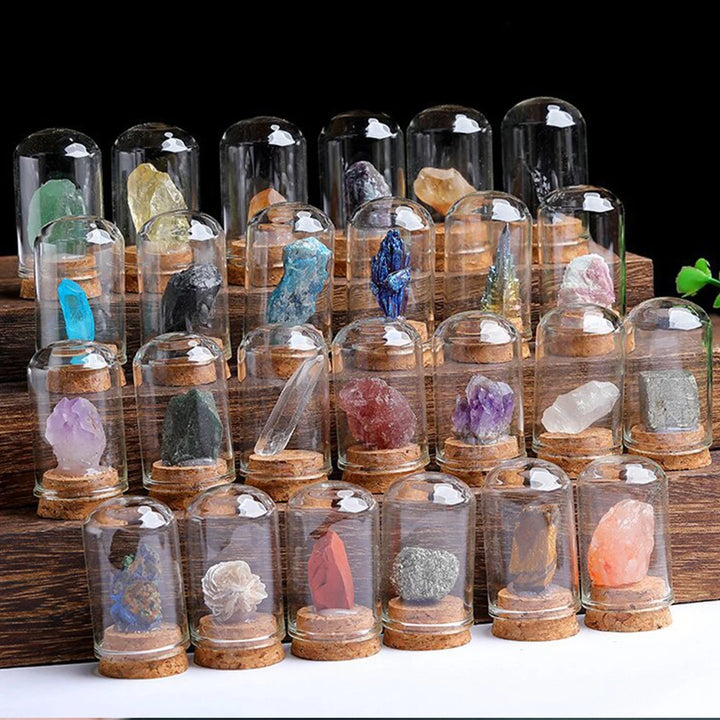 Natural Raw Crystal Specimen in Glass Display Jar