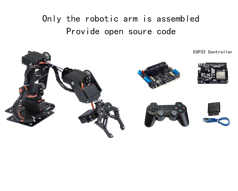 360 Degrees 6 DOF Robot Metal Alloy Mechanical Arm Claw Kit MG996R for Arduino Robotics Kit Educational Ps2 Programmable Toys