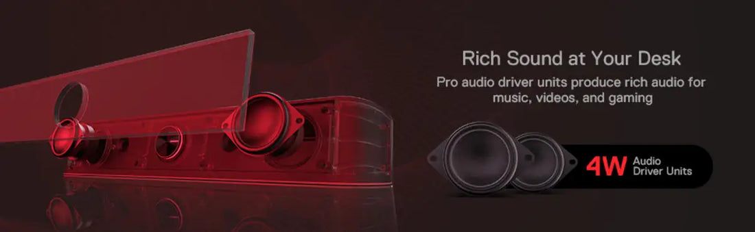 Redragon GS560 Adiemus RGB USB Desktop Soundbar, 2.0 Channel Computer Speaker with Dynamic Lighting Bar Audio-Light Sync/Display