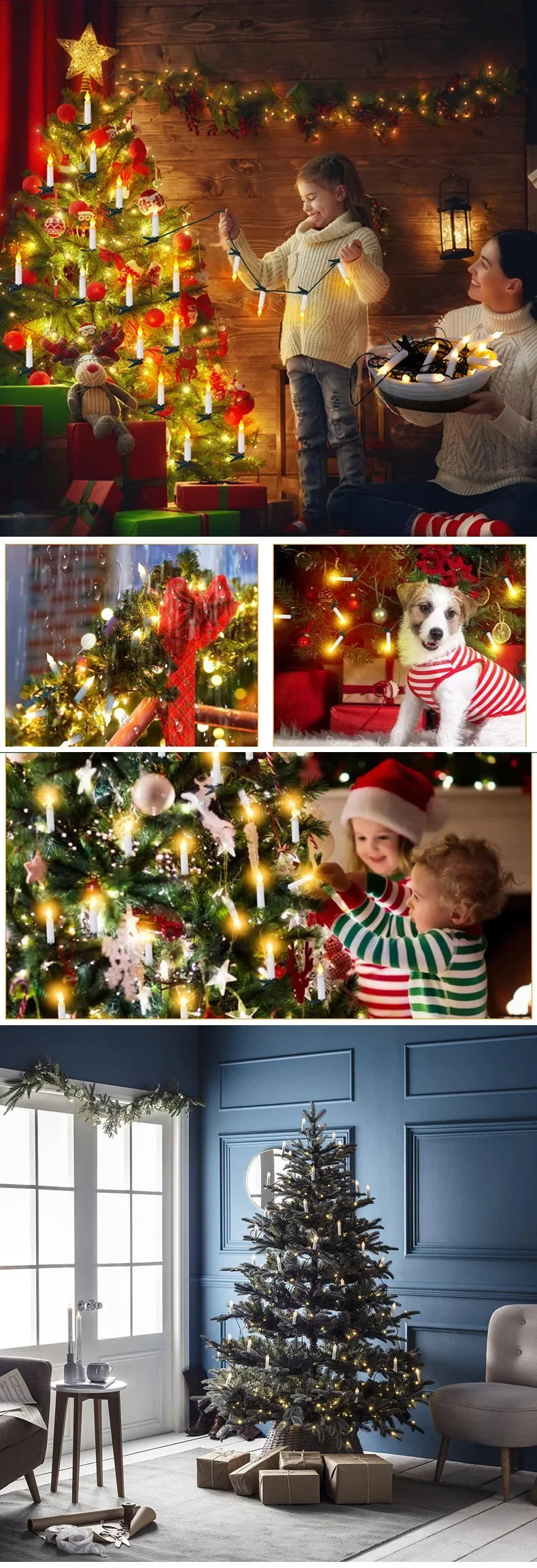 Flameless Taper Candle String Lights – 10/20 LED Christmas Decor