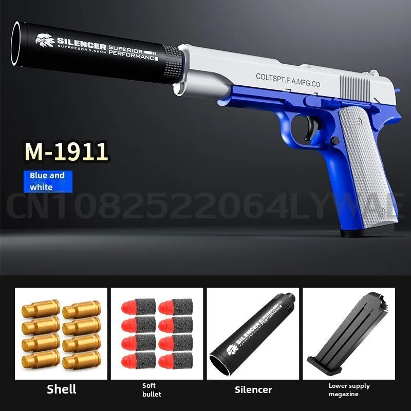 Soft Bullet Toy Gun for 6+ Kids Outdoor Combat Weapon Eat Chicken Toys with Silencer Foam Ejection Toy Gun Toy For Boys Girls