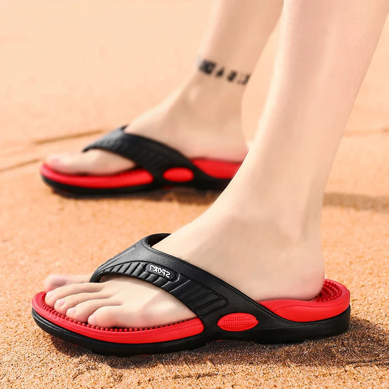 Men Massage Flip Flops EVA Slippers Summer Breathable Beach Shoes Sandals Men Flip Flops Breathable Plus Big Size Men Slipper 46