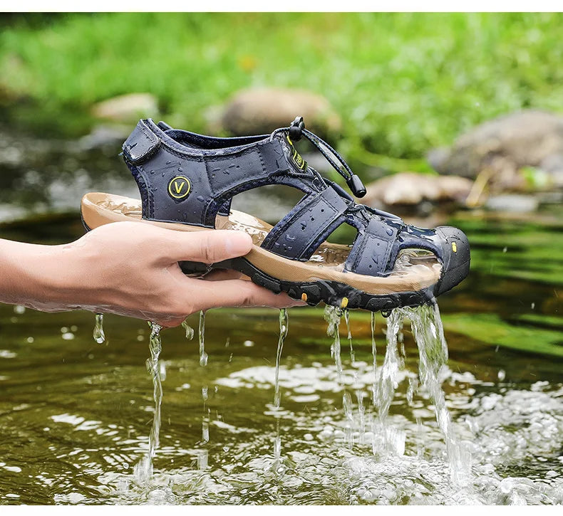 Men’s Breathable Roman Sandals – Casual Outdoor Slip-On Beach Shoes