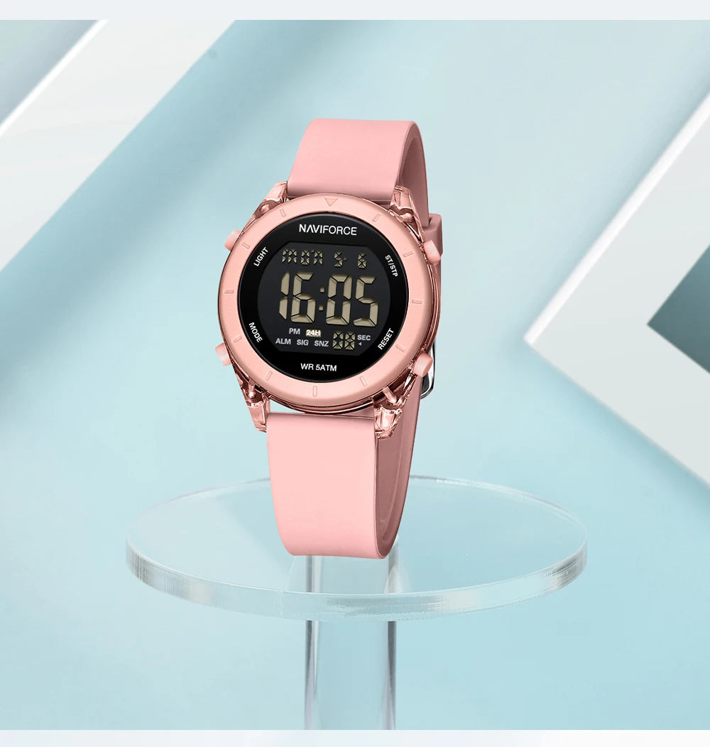 NAVIFORCE Comfortable Silicone Woman watch Waterproof LCD Display Clock Ladies Fashion Sport Electronic Wristwatches Reloj Mujer