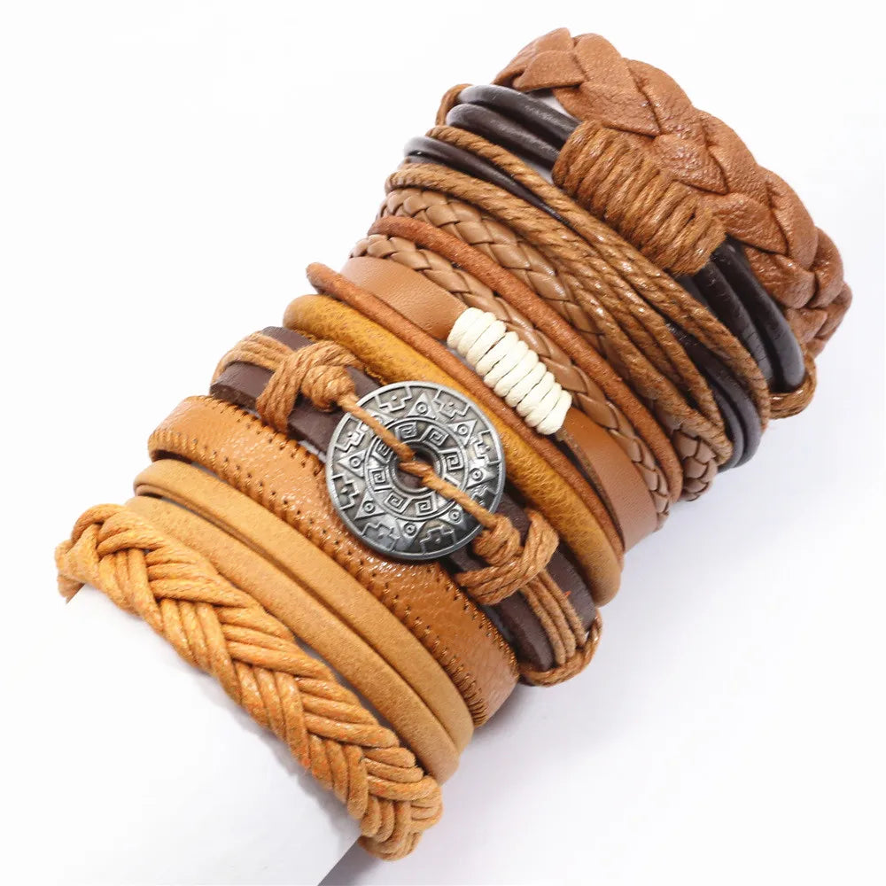 10PCS Black Woven Leather Bracelets – Handmade Unisex Bangles