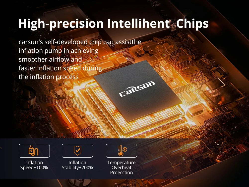 CARSUN Portable Tire Inflator – Rechargeable Digital Air Pump for Car, Bike & Sports Balls