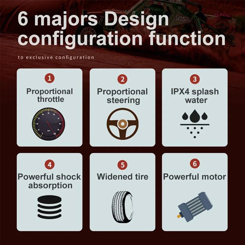 WLtoys 1:16 Scale Large RC Car 50km/h High Speed 4WD Children Toy for Boys Remote Control Car 2.4G Off Road Monster Truck RC Toy