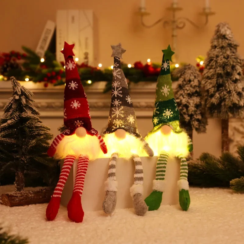 Christmas Gnome Doll Ornaments – LED Plush Tree Decorations