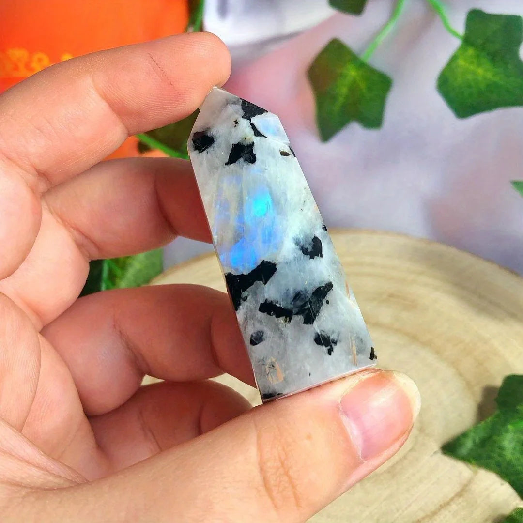 Radiant Rainbow Moonstone Tower - Aesthetic Home Decor for Crystal Lovers - Perfect, Ethereal Gift Idea