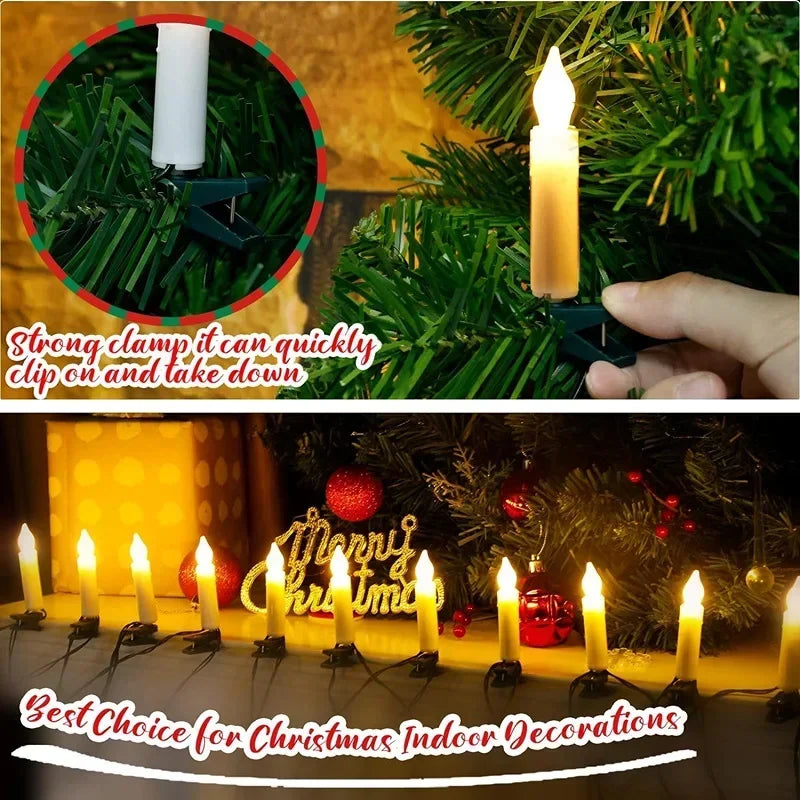 Flameless Taper Candle String Lights – 10/20 LED Christmas Decor