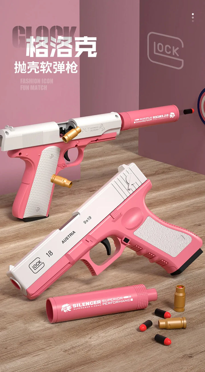 Soft Bullet Toy Gun for 6+ Kids Outdoor Combat Weapon Eat Chicken Toys with Silencer Foam Ejection Toy Gun Toy For Boys Girls