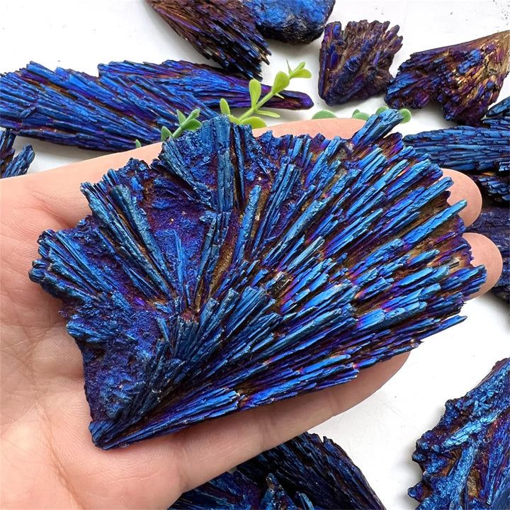 Natural Black Tourmaline Peacock Feather Electroplated Crystal Healing Reiki Mineral Specimen Rainbow Rocks Diy Home Decoration