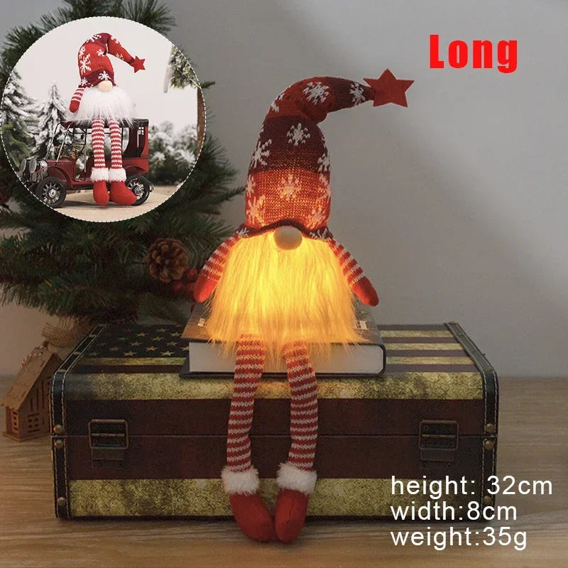 Christmas Gnome Doll Ornaments – LED Plush Tree Decorations