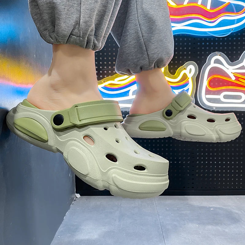 Summer Men's Thick-Soled Non-Slip Breathable Toe-Cap Sandals Casual Beach Slippers