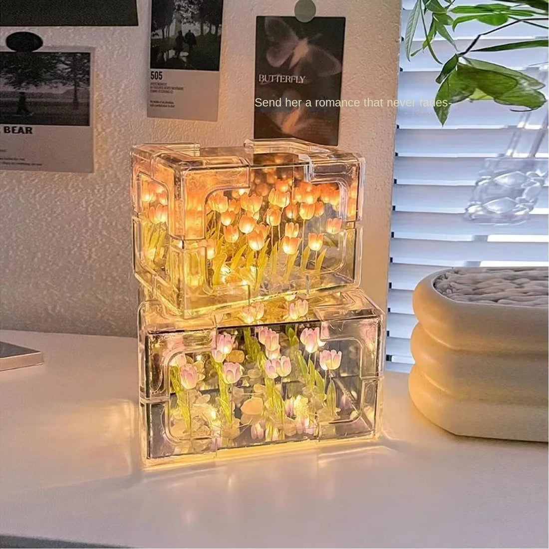 DIY Tulip Flower Cube Night Light Kit – 3D Craft Gift for Couples & Friends