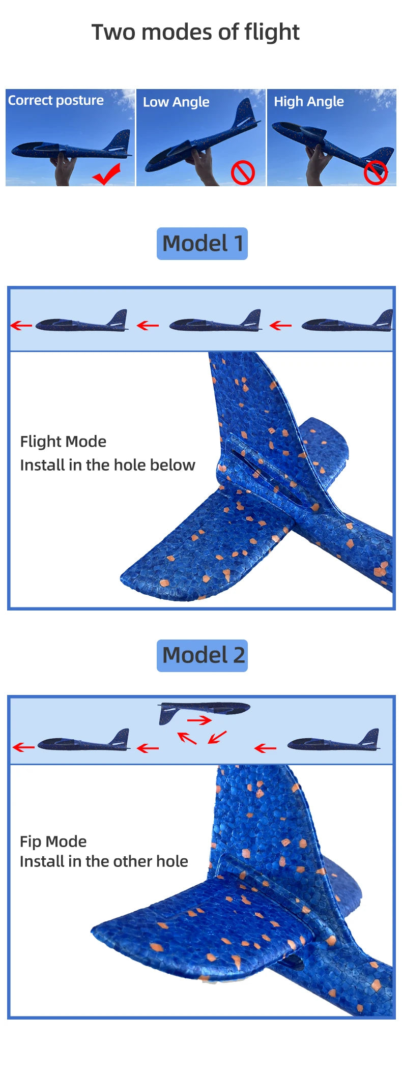 33/50CM Big Flash Glider Foam Plane Hand Throw Light Inertial AirPlane Outdoor Launch Fun of Kids Toys for Children Boys Gift