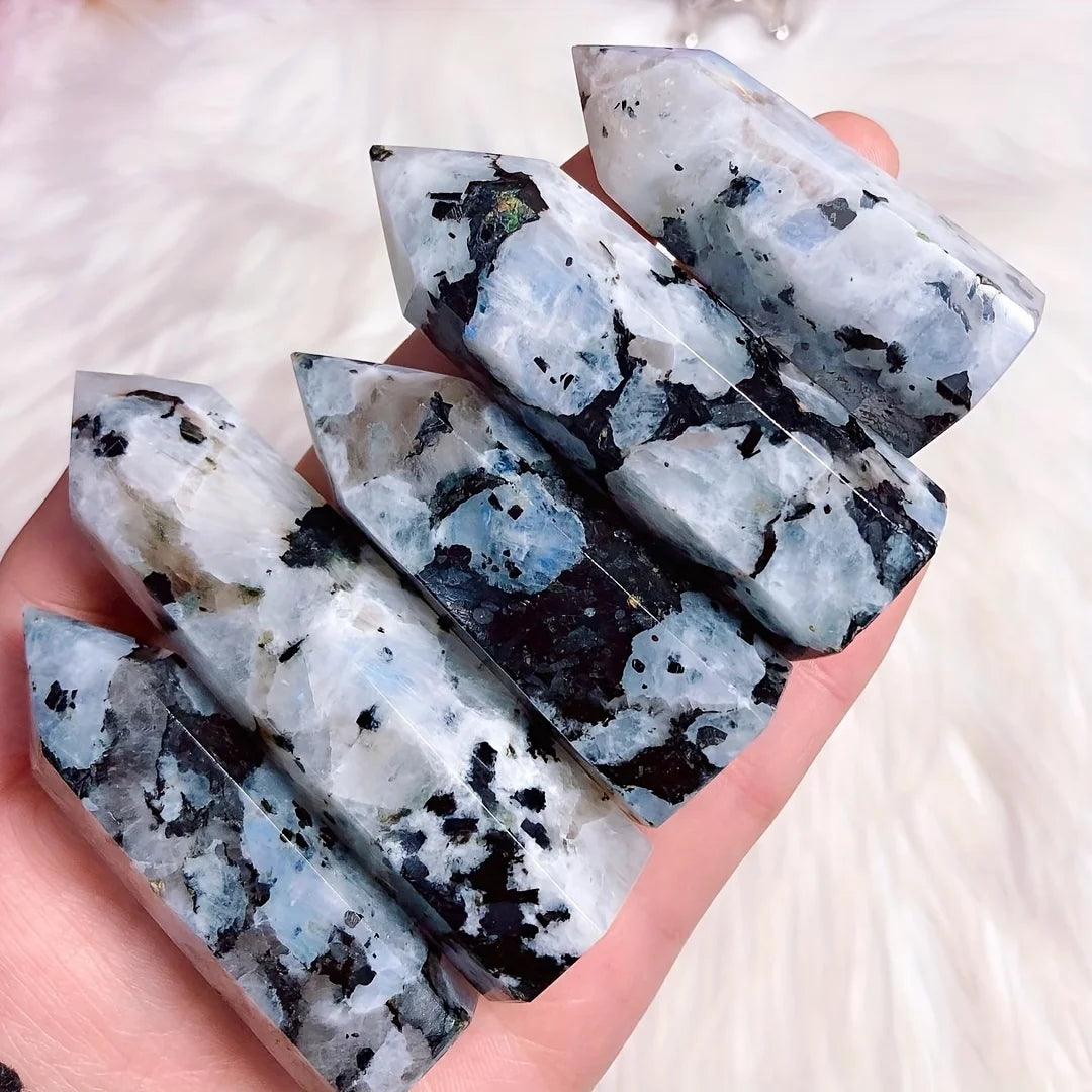 Radiant Rainbow Moonstone Tower - Aesthetic Home Decor for Crystal Lovers - Perfect, Ethereal Gift Idea