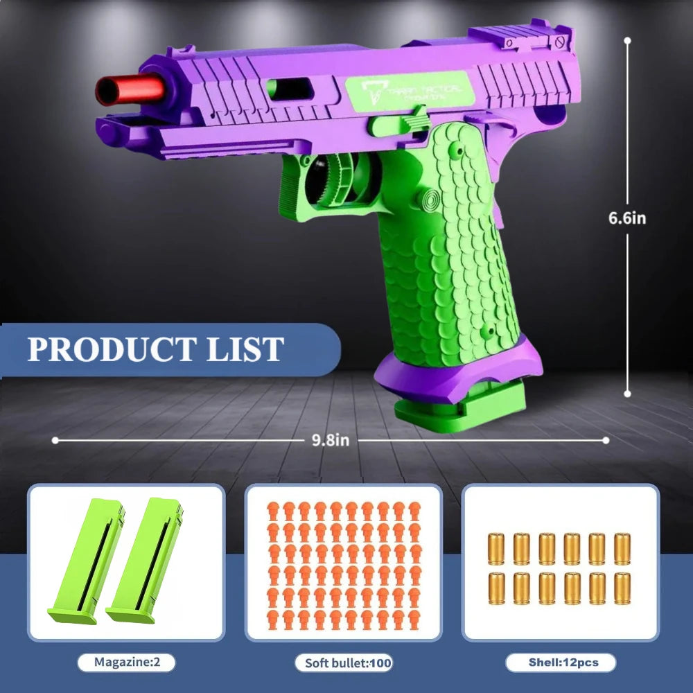 2011/M92 Tactical Shell Ejceting Toy Gun Continuous Firing EVA Soft Bullet Outdoor CS Shooting Pistol Children's Birthday Gift