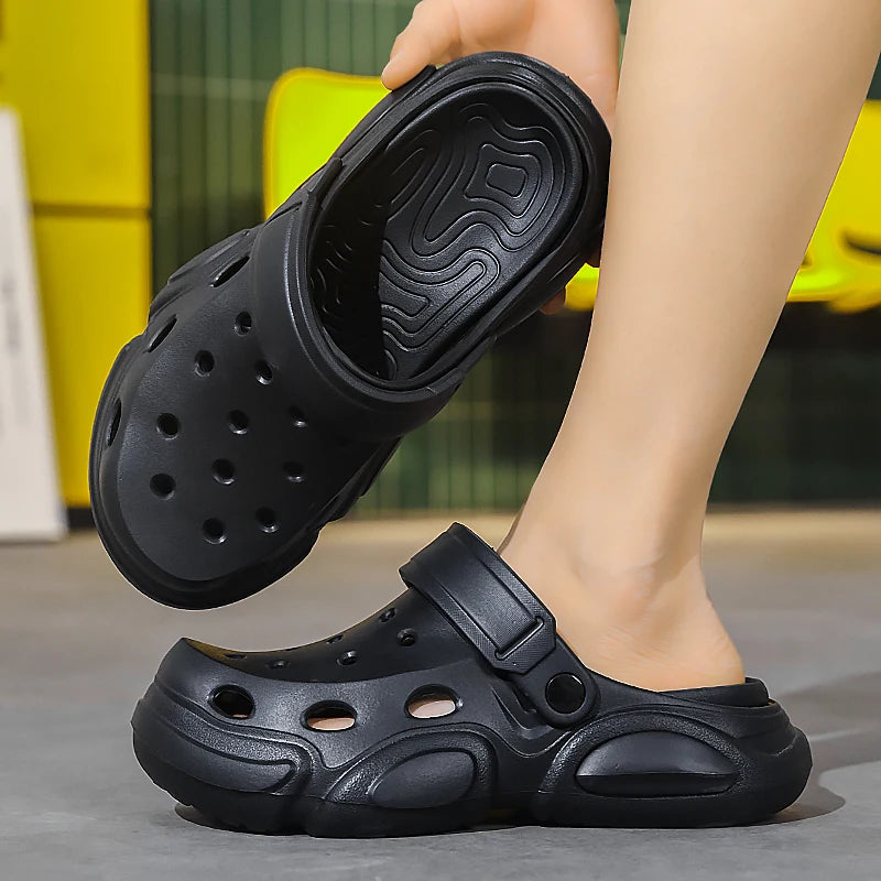 Summer Men's Thick-Soled Non-Slip Breathable Toe-Cap Sandals Casual Beach Slippers